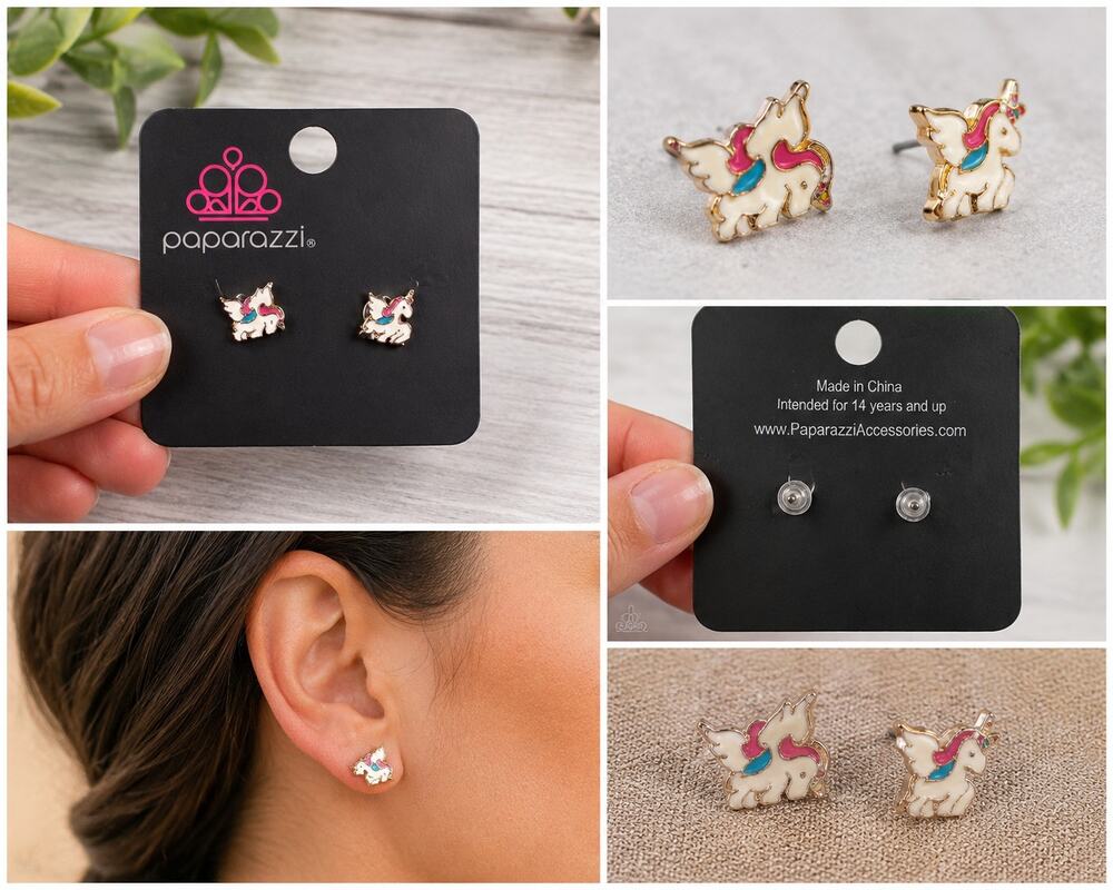 Paparazzi Unicorn Stud Earrings – Multicolor Enamel-Style Design